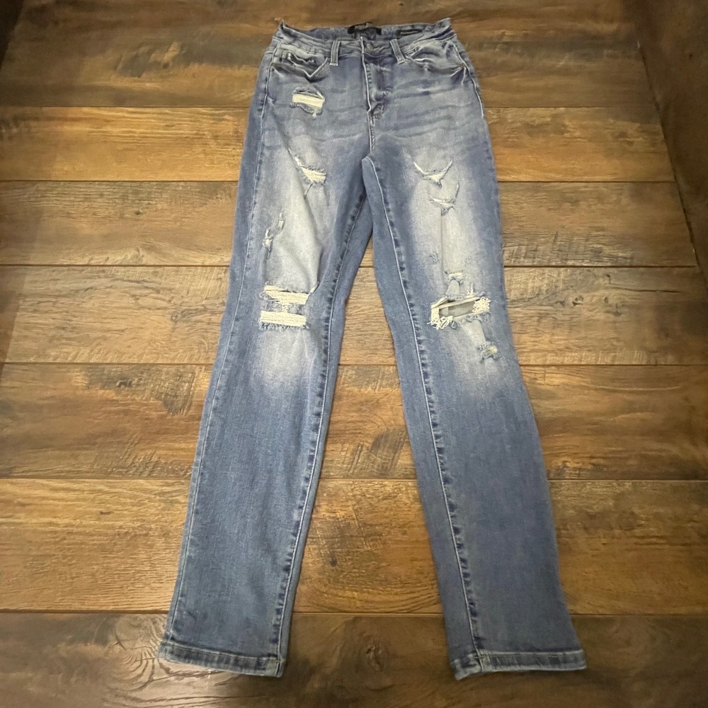 Judy Blue Boyfriend Fit Distressed Light Wash Jeans Size 7/28 Stretch Streetwear